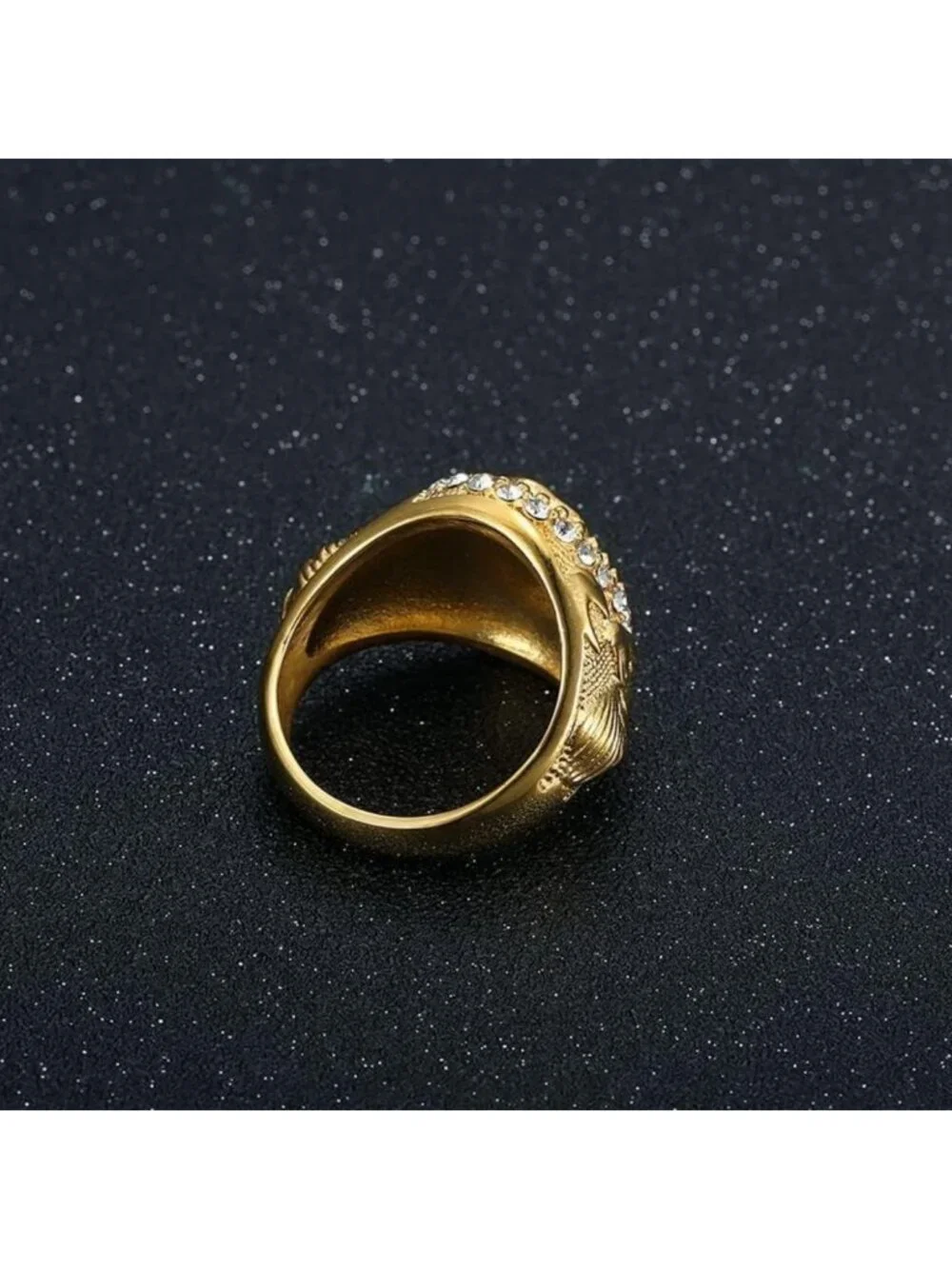 Stylish Gold Eagle Head Stainless Steel Rings for Men & Women - Hip Hop Jewelry